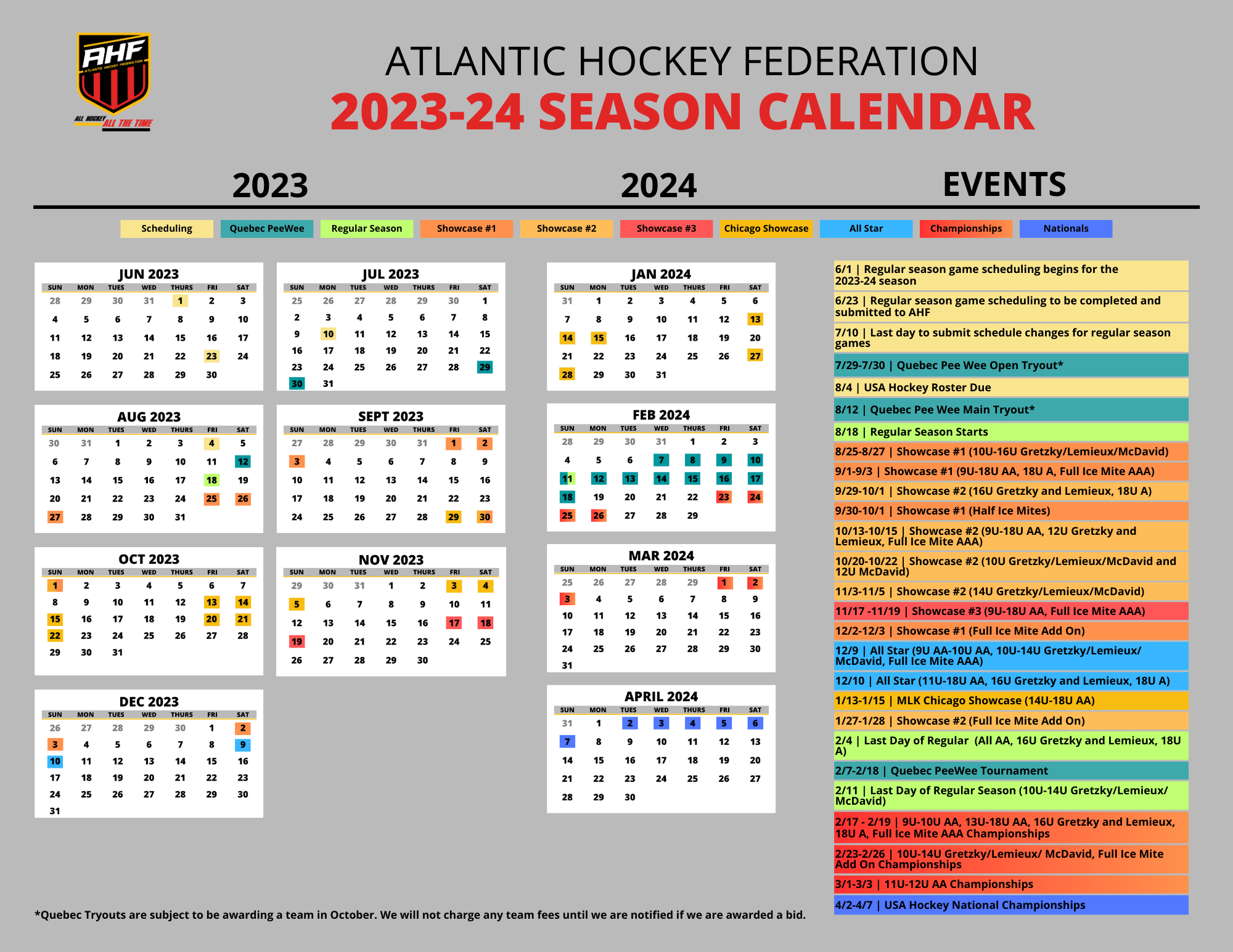 2023-24 AHF Season Calendar 8.22